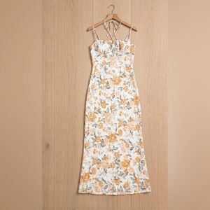 Hello Molly White Floral Maxi Dress with Orange Flowers